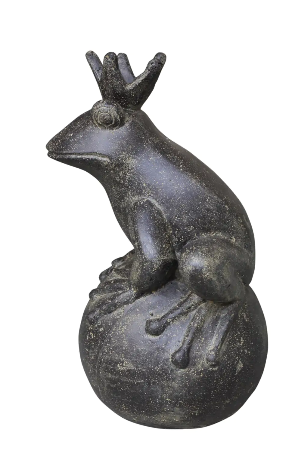  Product image 2 of the product “Frog Prince sitting on bowl, approx. 55cm height, cast stone, hollow, handcrafted & coloured ”
